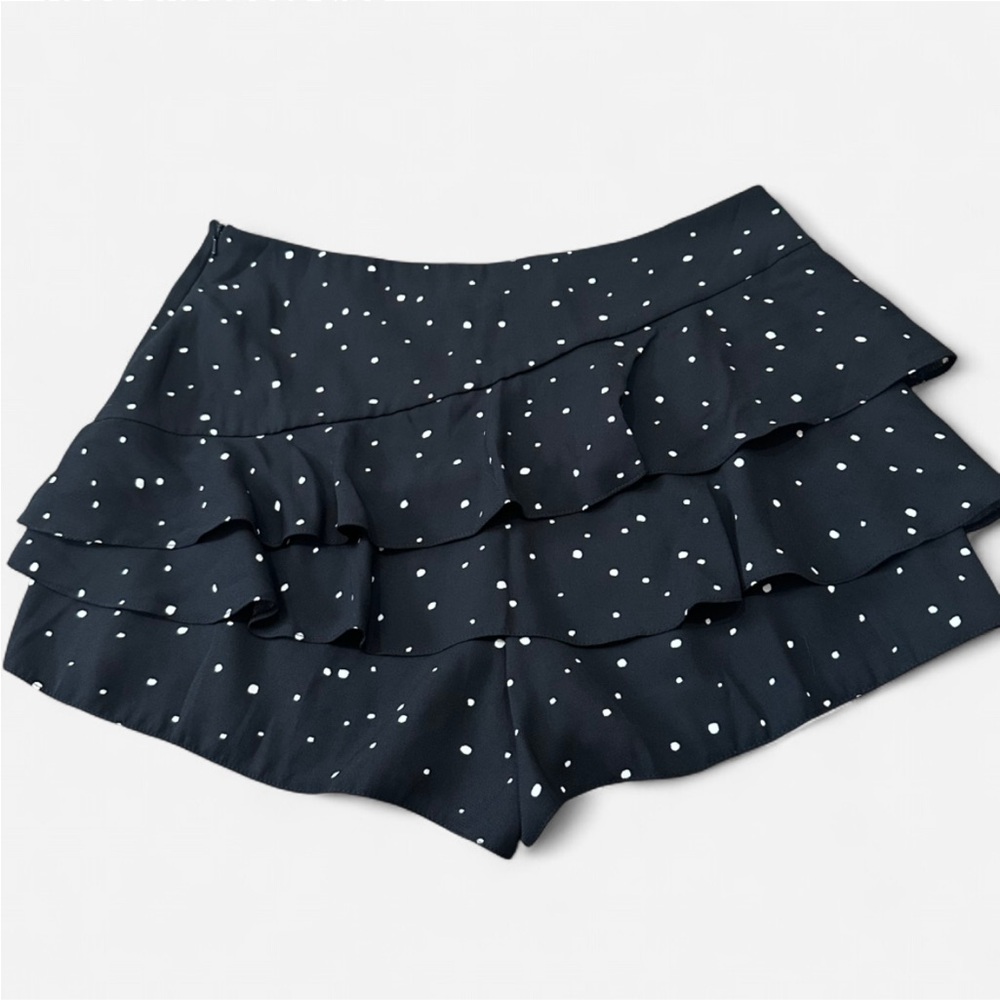 NEW River Island Women's 10 Black & White Dots Tiered Ruffle Shorts Skort Summer - Picture 6 of 8